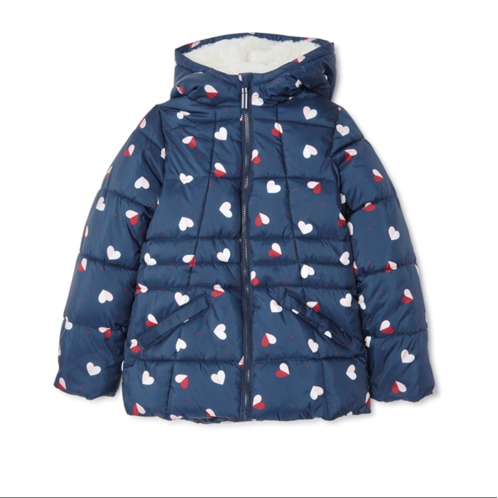 Winter Puffer jacket girls hearts ♥️ blue